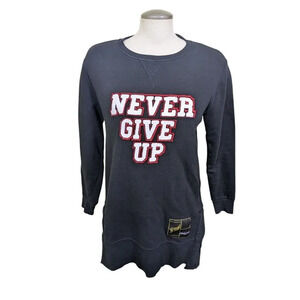 Roberto Cavalli Sport Never Give Up Womens Sweatshirt XS Black Textured Text